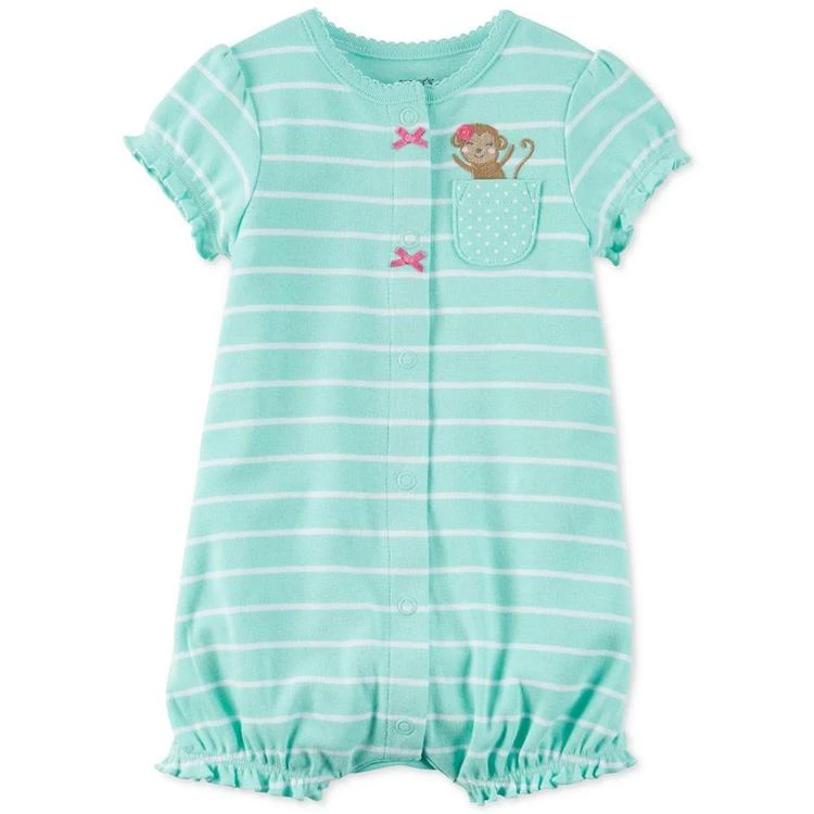 商品Carter's|Striped Monkey Romper, Baby Girls (0-24 months),价格¥105,第2张图片详细描述