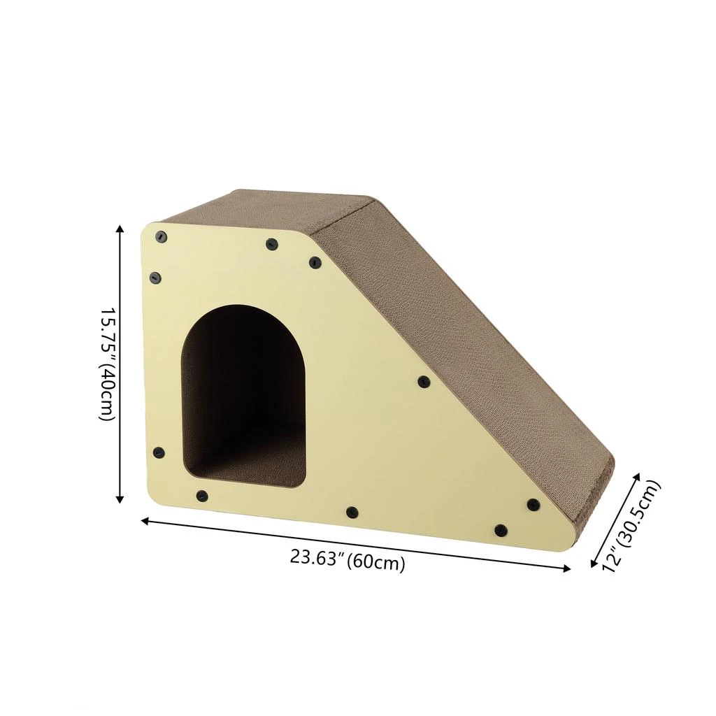 商品THE LICKER STORE|Kento 23.63" Minimalist Cardboard Angled Cat Cave Scratcher with Catnip, Almond,价格¥543,第4张图片详细描述