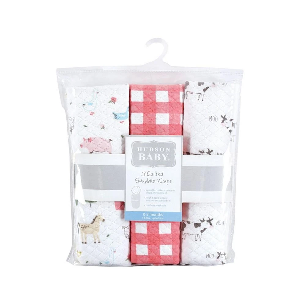 商品Hudson|Baby Girls Quilted Swaddle Wrap, Pack of 3,价格¥186,第2张图片详细描述