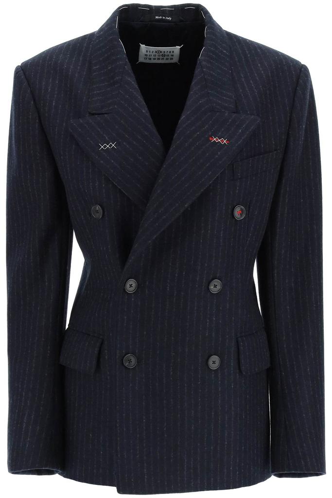 Maison margiela pinstriped wool double-breasted blazer商品第1张图片规格展示