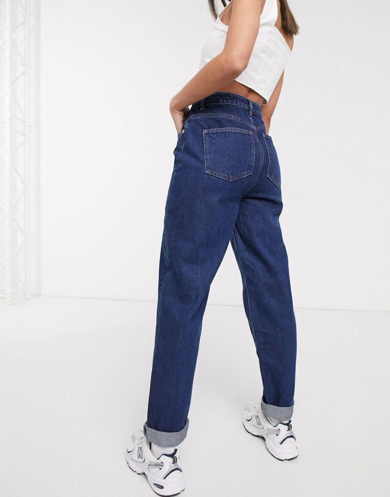 商品ASOS|ASOS DESIGN high rise 'original' mom jeans in darkwash,价格¥76,第4张图片详细描述