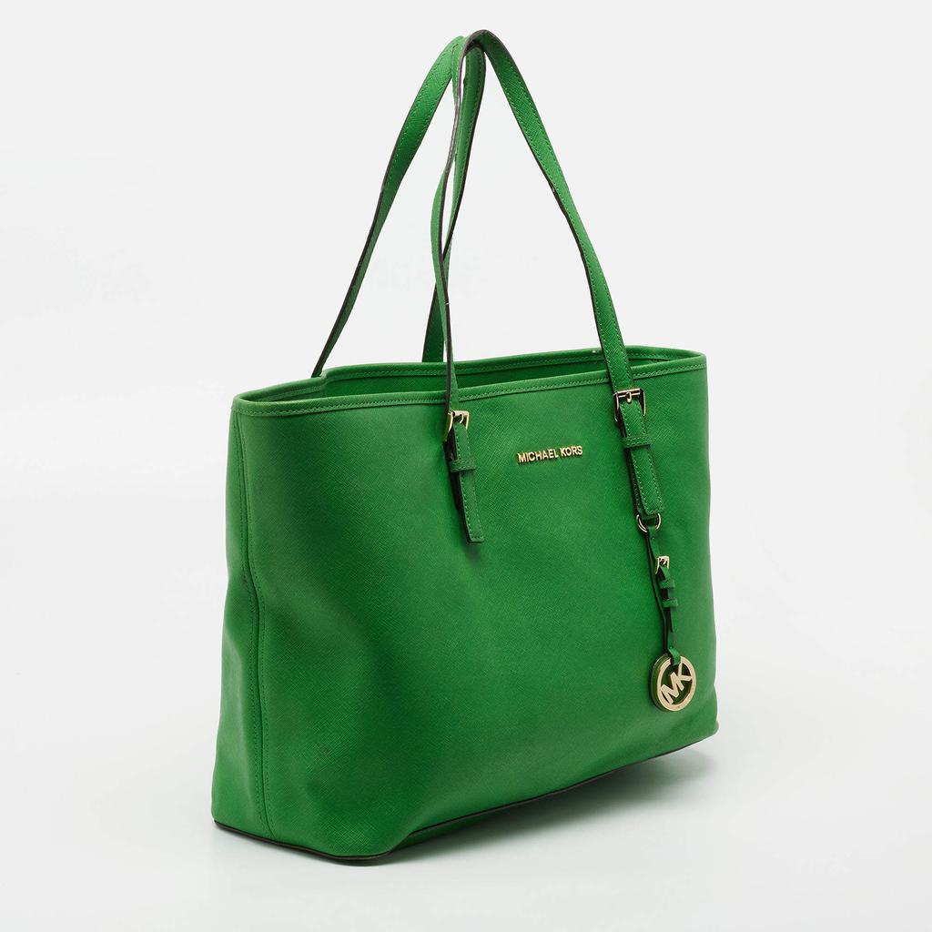 商品[二手商品] Michael Kors|Michael Kors Green Saffiano Leather Large Jet Set Travel Tote,价格¥1501,第5张图片详细描述