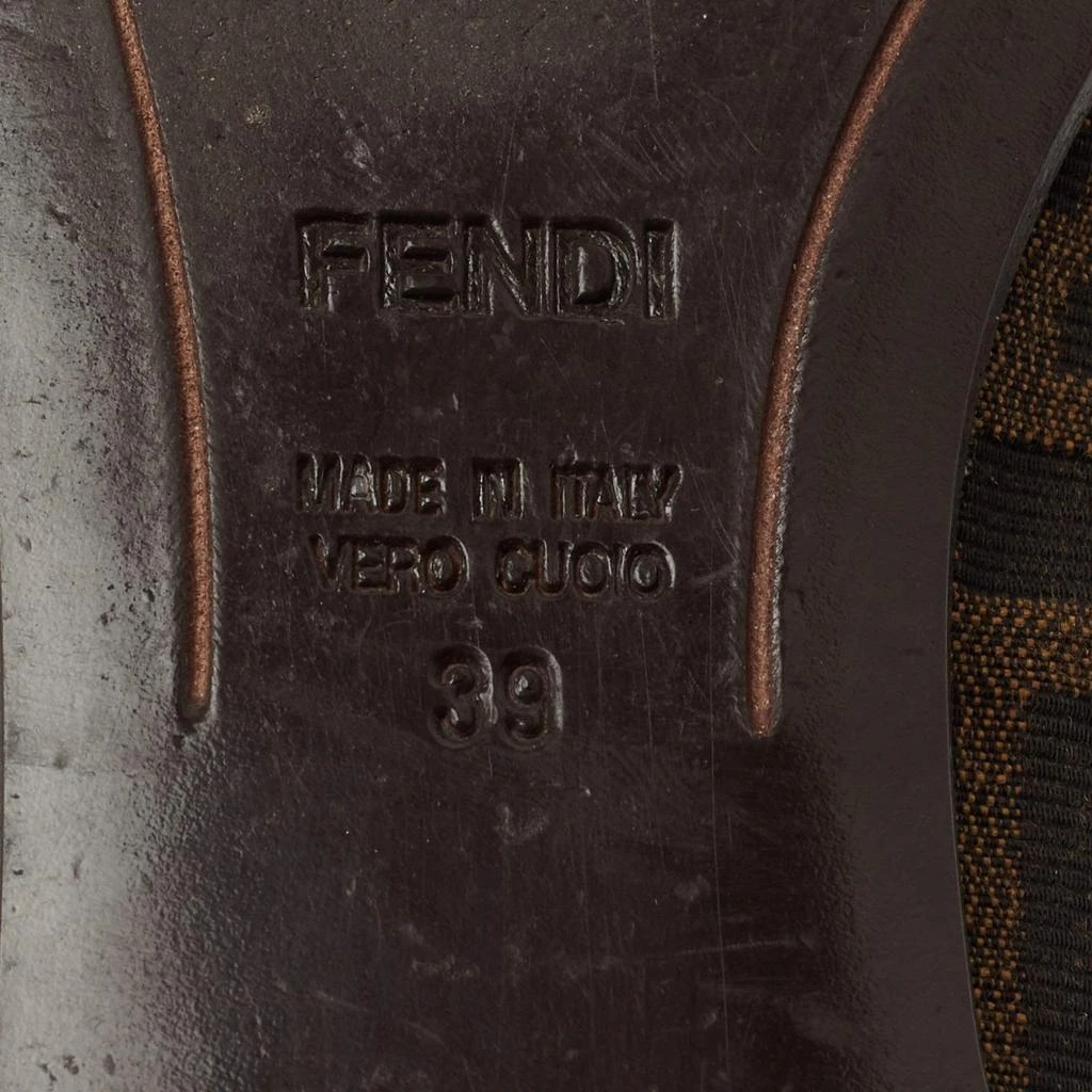 Fendi Brown Zucca Canvas Logo Bow Ballet Flats Size 39 商品