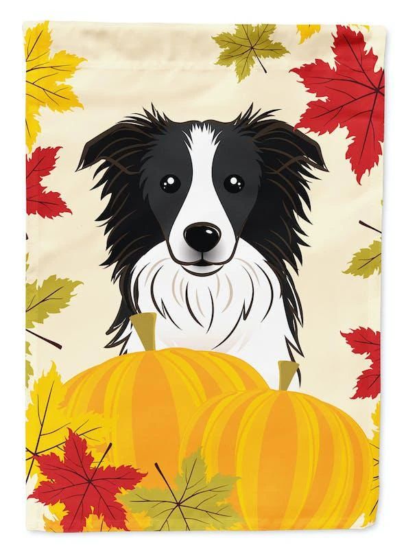 商品Caroline's Treasures|11 x 15 1/2 in. Polyester Border Collie Thanksgiving Garden Flag 2-Sided 2-Ply,价格¥135,第1张图片