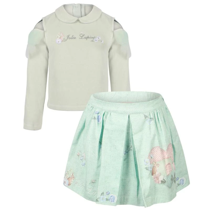 商品Lapin House|Jolie lapin floral blouse and skirt set in light green,价格¥1075,第1张图片
