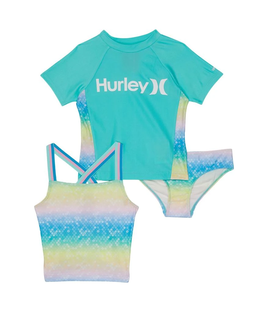 商品Hurley|Three-Piece Short Sleeve Rashguard and Tankini Swim Set (Little Kids),价格¥218,第1张图片