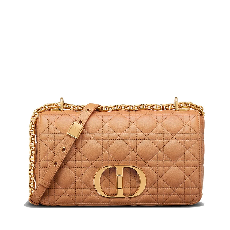 商品Dior|【预售3-7天】DIOR/迪奥 21秋冬CARO系列 女士中号琥珀色柔软牛皮革藤格纹CD扣翻盖斜挎单肩链条包M9242UWHC_M43U,价格¥32168,第1张图片