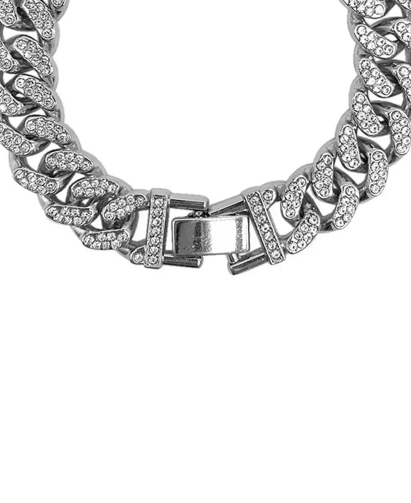 商品ADORNIA|Rhodium Plated Crystal Thick Cuban Curb Chain Bracelet,价格¥228,第2张图片详细描述