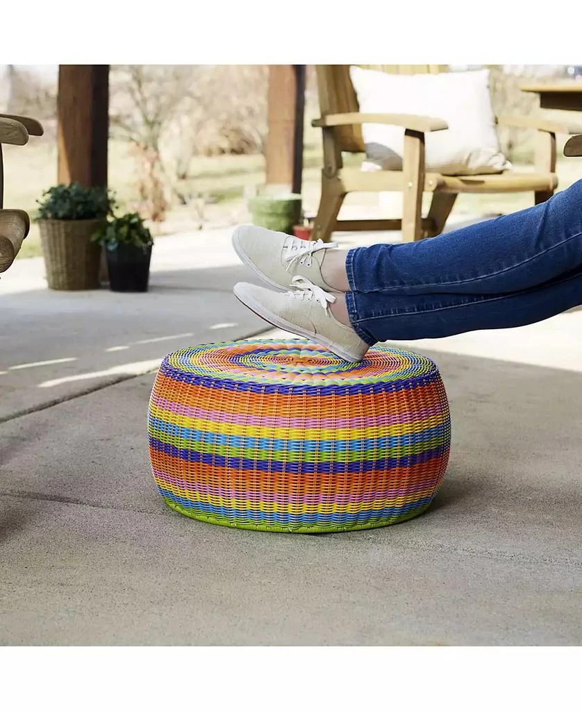 商品Household Essentials|Household Essential Indoor Outdoor Resin Wicker Low Barrel Basket Side Table,价格¥1443,第2张图片详细描述