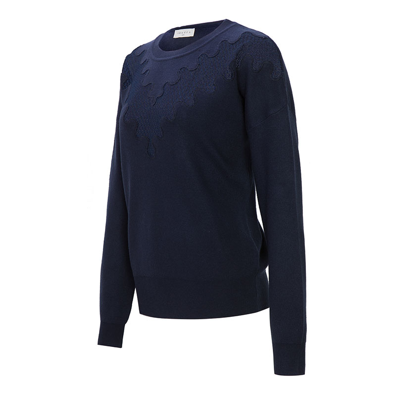 SANDRO 女士深蓝色针织毛衣 R130050P-BLUE商品第3张图片规格展示