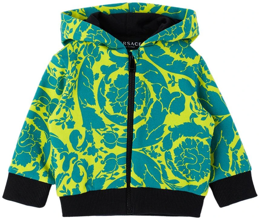 商品Versace|Baby Green & Yellow Barocco Hoodie,价格¥598,第1张图片