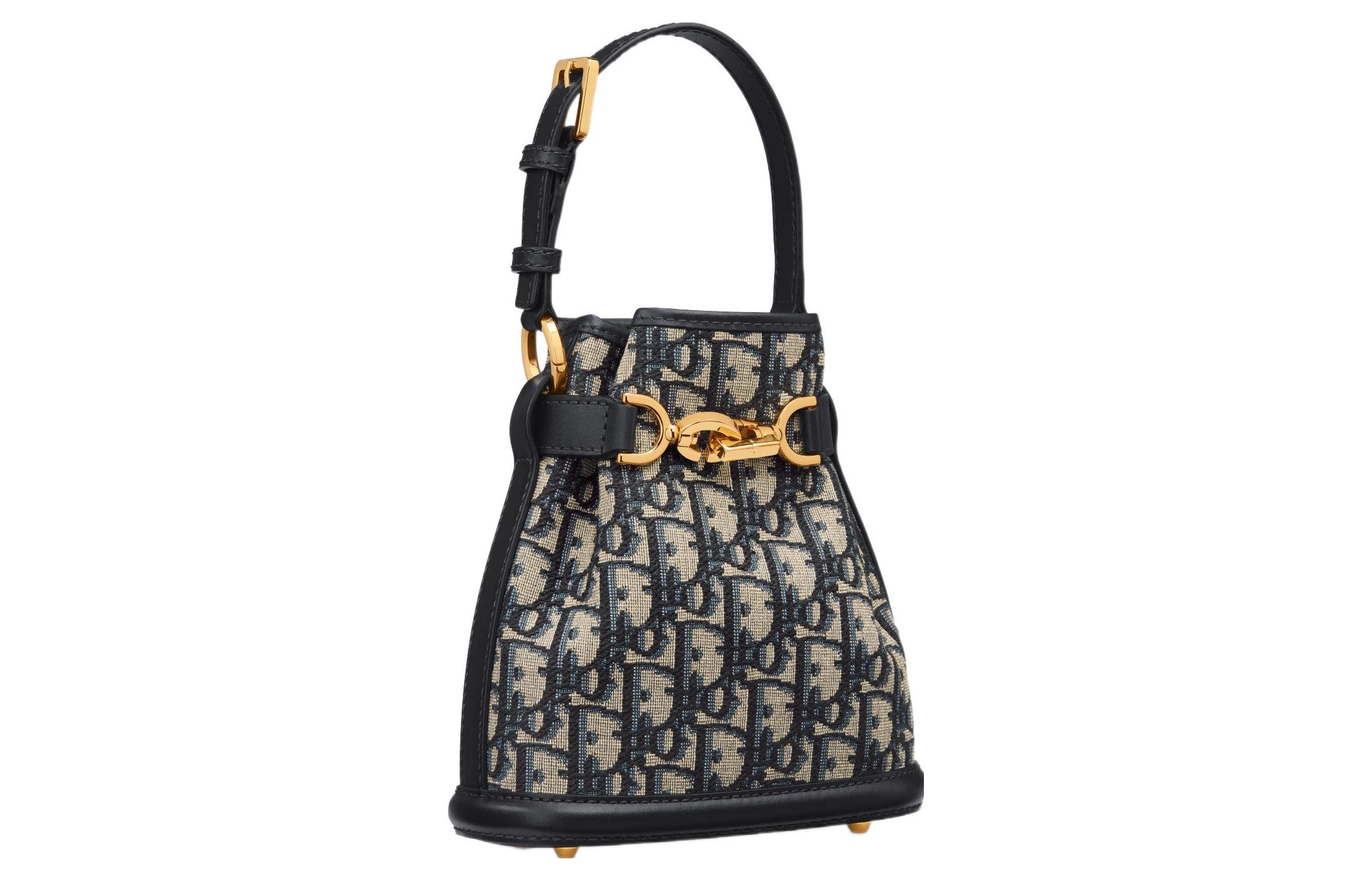 商品[国内直发] Dior|迪奥 C'est Dior 可拆卸可调节肩带老花满印Oblique印花 皮革 水桶包手提单肩包 小号 女款 蓝色,价格¥21880,第3张图片详细描述