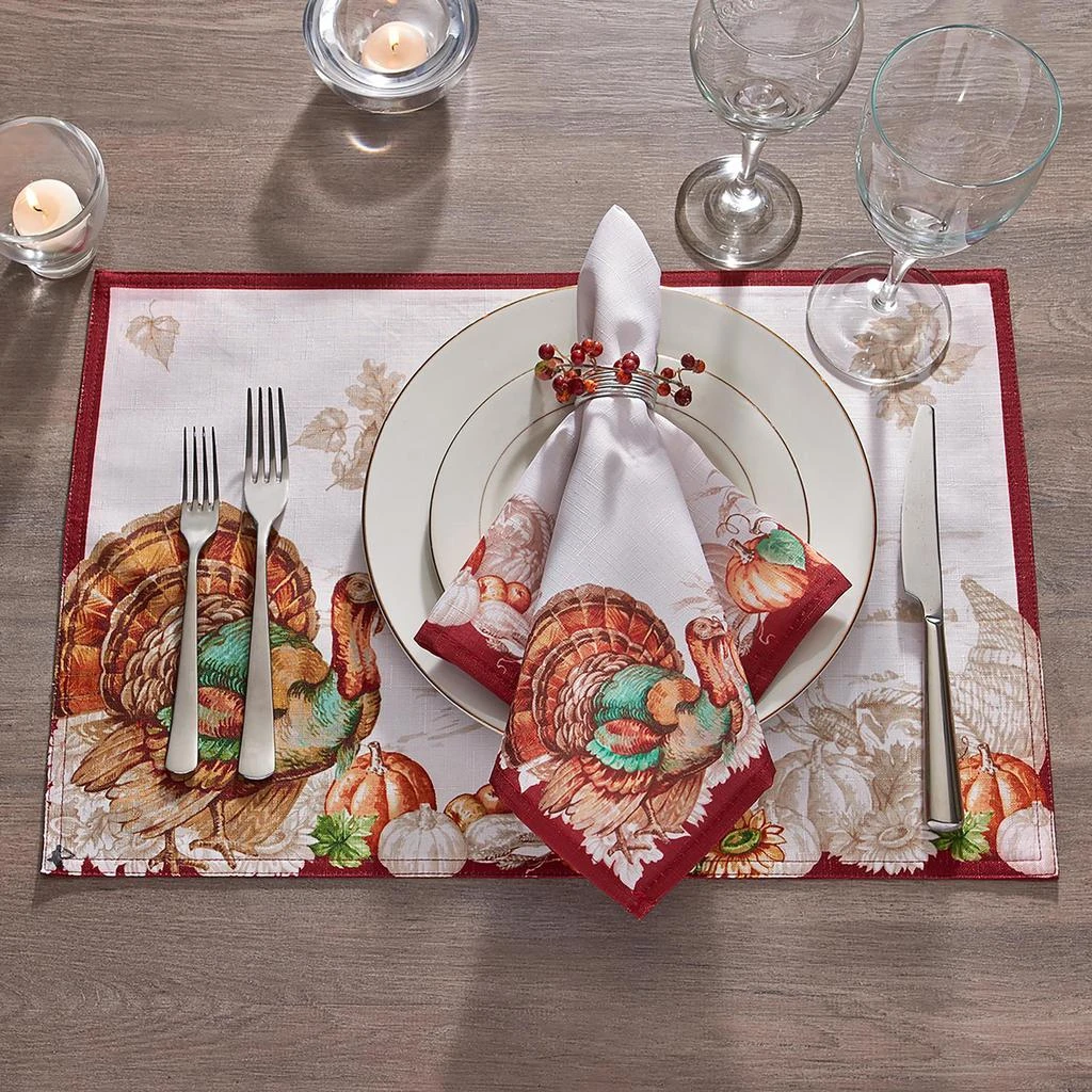 商品Elrene Home Fashions|Holiday Turkey Bordered Fall Placemat, Set of 4,价格¥228,第2张图片详细描述