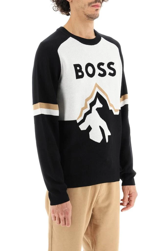 商品Hugo Boss|CREW-NECK SWEATER WITH GRAPHIC LOGO INTARSIA,价格¥868,第3张图片详细描述