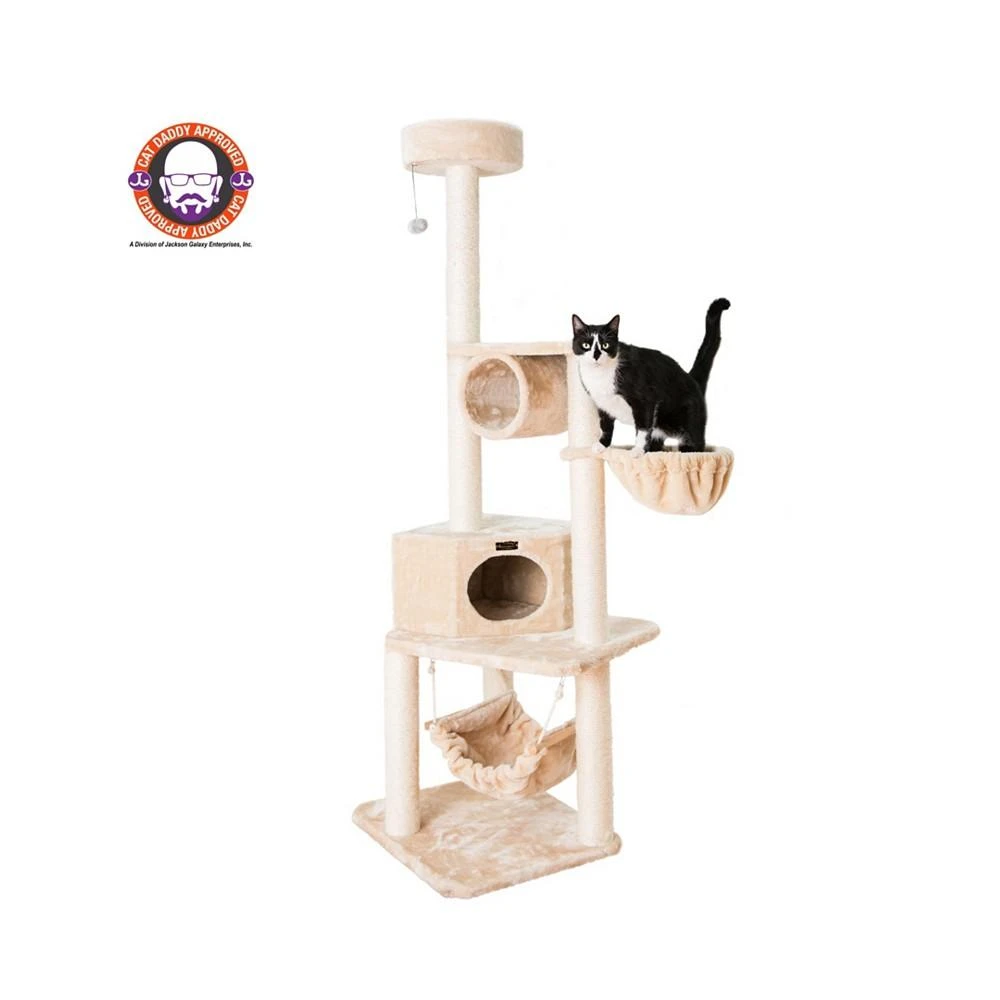 商品Macy's|72" H Pet Real Wood Cat Tower With Lounge Basket, Perch,价格¥2105,第3张图片详细描述