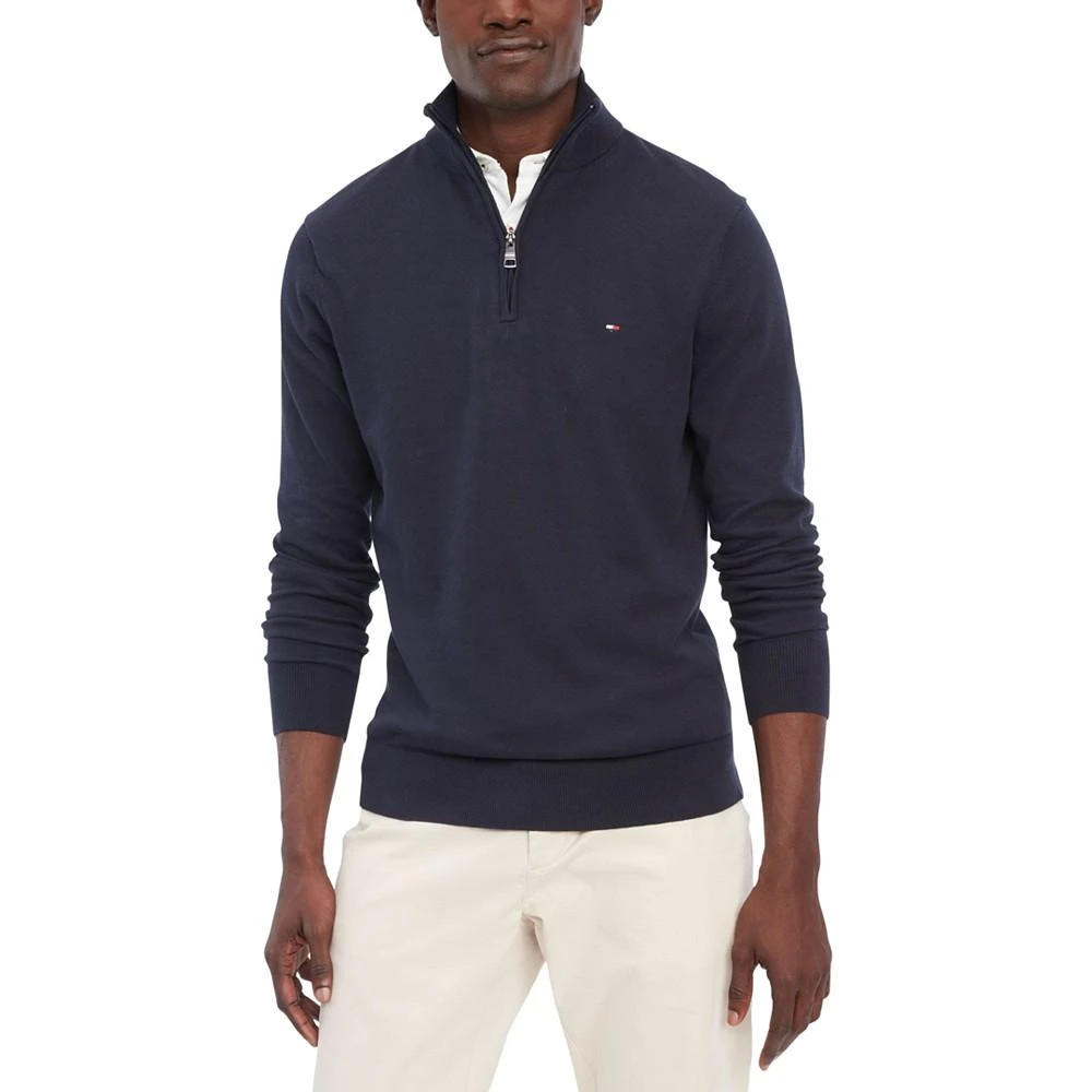 商品Tommy Hilfiger|Men's Essential Embroidered Logo 1/4-Zip Mock Neck Sweater,价格¥302,第1张图片