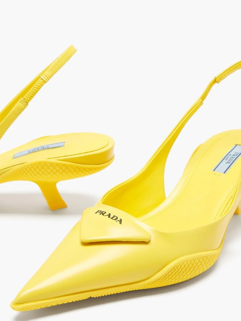 Triangle logo-plaque leather slingback pumps 商品