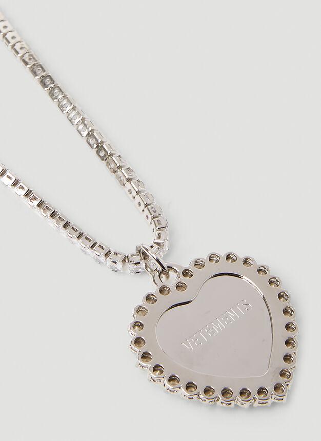 Crystal Heart Necklace in Silver商品第4张图片规格展示