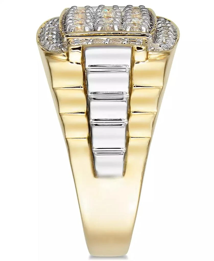 商品Macy's|Men's Diamond Cluster Two-Tone Ring (1 ct. t.w.) in 10k Gold & White Gold,价格¥5327,第4张图片详细描述