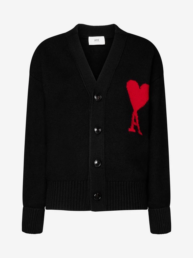 商品AMI|Logo cashmere cardigan,价格¥3207,第1张图片