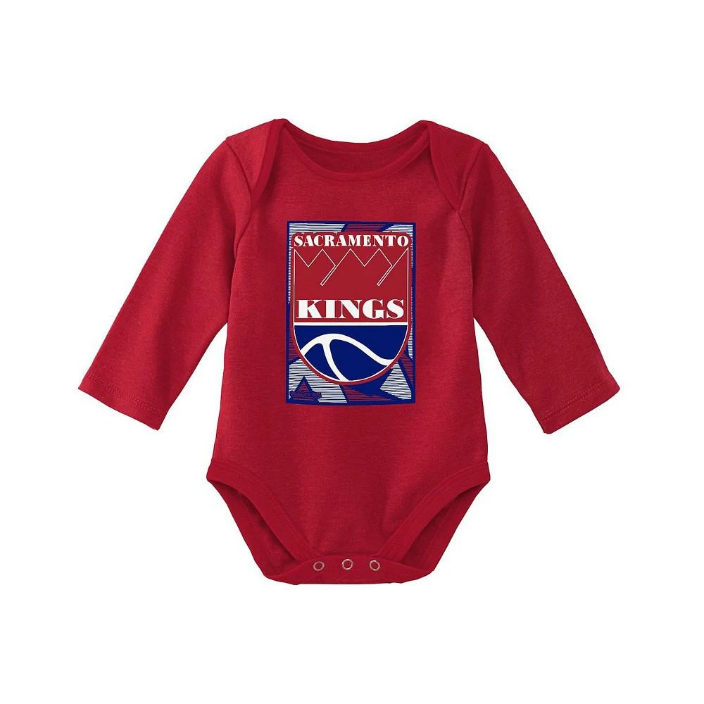 商品Mitchell & Ness|Infant Boys and Girls Blue, Red Sacramento Kings Hardwood Classics Bodysuits and Cuffed Knit Hat Set,价格¥301,第3张图片详细描述