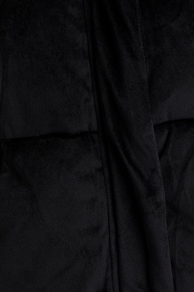 Faux fur-trimmed quilted velvet hooded coat商品第4张图片规格展示