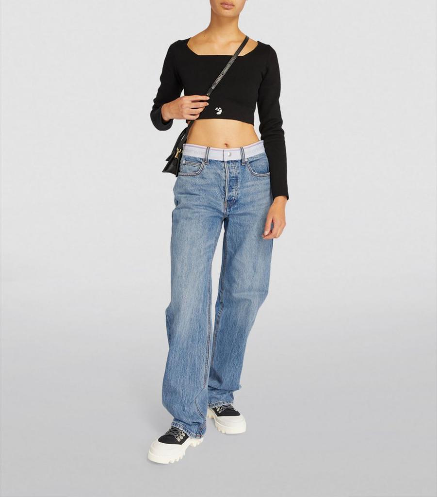 商品Alexander Wang|Logo-Adorned Mid-Rise Straight Jeans,价格¥3374,第4张图片详细描述
