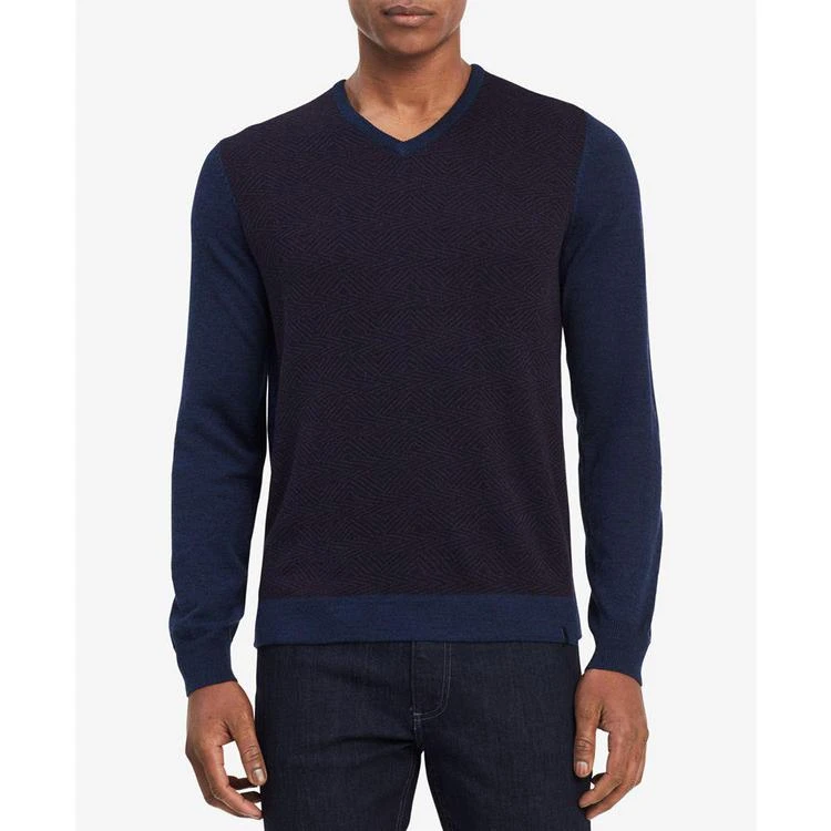 商品Calvin Klein|Men's Geo-Pattern Merino Wool Sweater,价格¥201,第1张图片