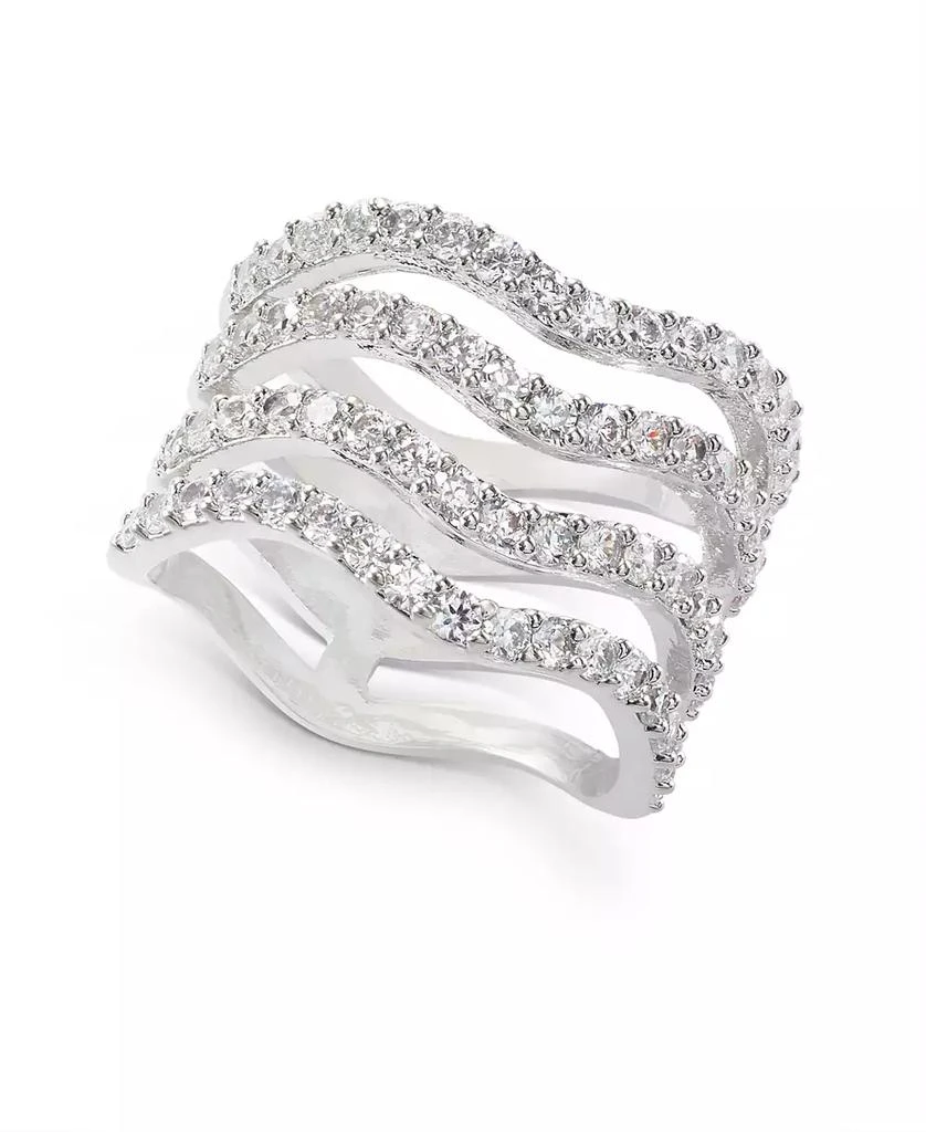 商品INC International|Silver-Tone Crystal Wavy Multi-Row Ring, Created for Macy's,价格¥89,第1张图片