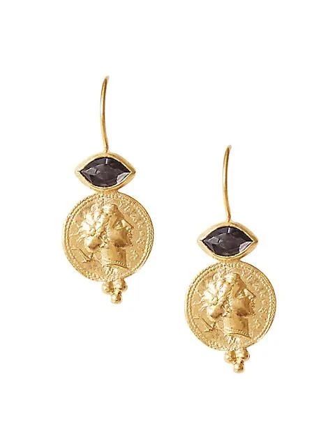 商品Chan Luu|18K-Gold-Plated & Hypersthene Coin Earrings,价格¥1092,第1张图片