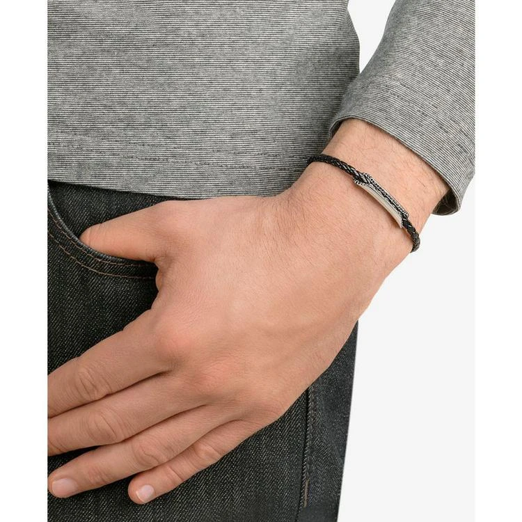 商品Swarovski|Men's Silver-Tone Pavé Leather Bracelet,价格¥556,第3张图片详细描述