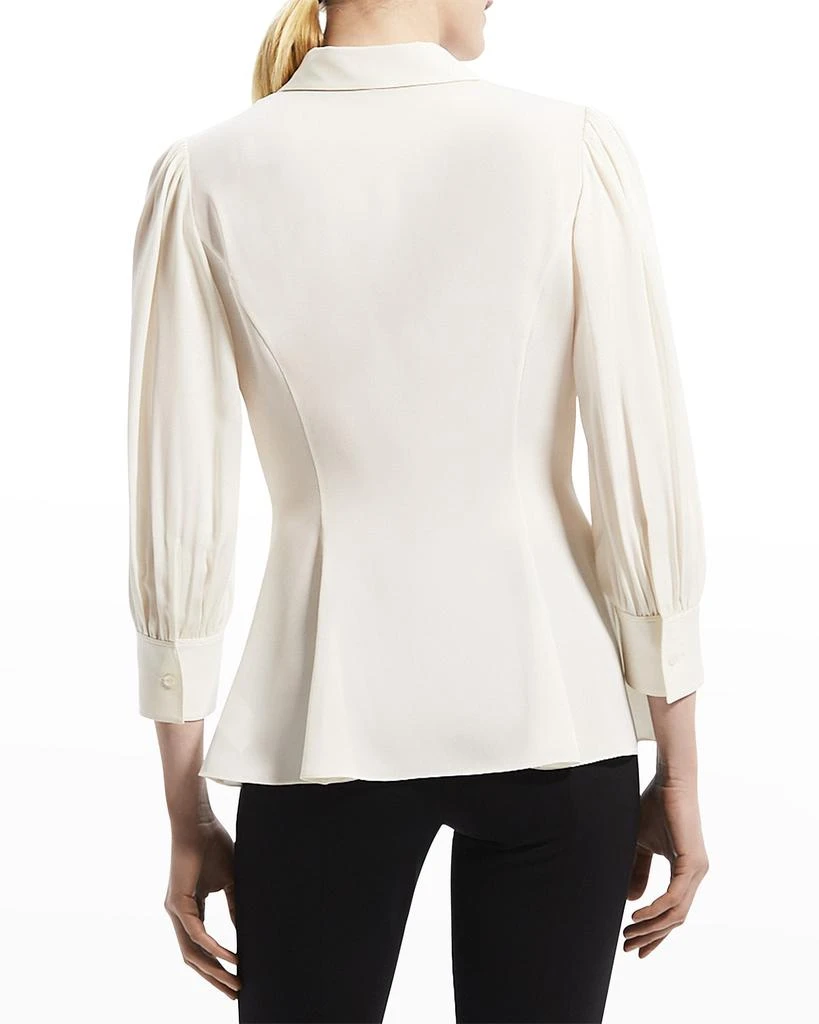 商品Theory|Puff-Sleeve Silk Blouse with Godets,价格¥875,第3张图片详细描述