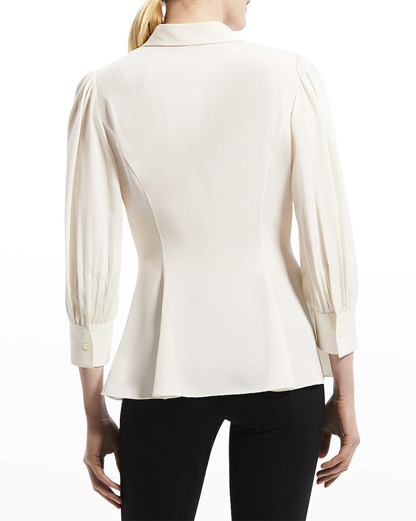 商品Theory|Puff-Sleeve Silk Blouse with Godets,价格¥777,第5张图片详细描述