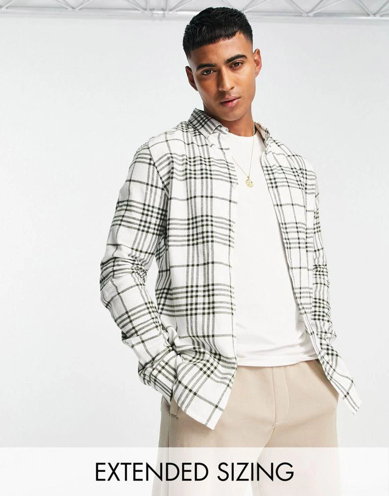 商品ASOS|ASOS DESIGN shirt in white and green check,价格¥116,第1张图片