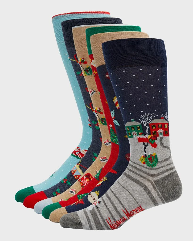 商品Neiman Marcus|Men's 6-Pack Christmas Crew Socks Set,价格¥334,第1张图片