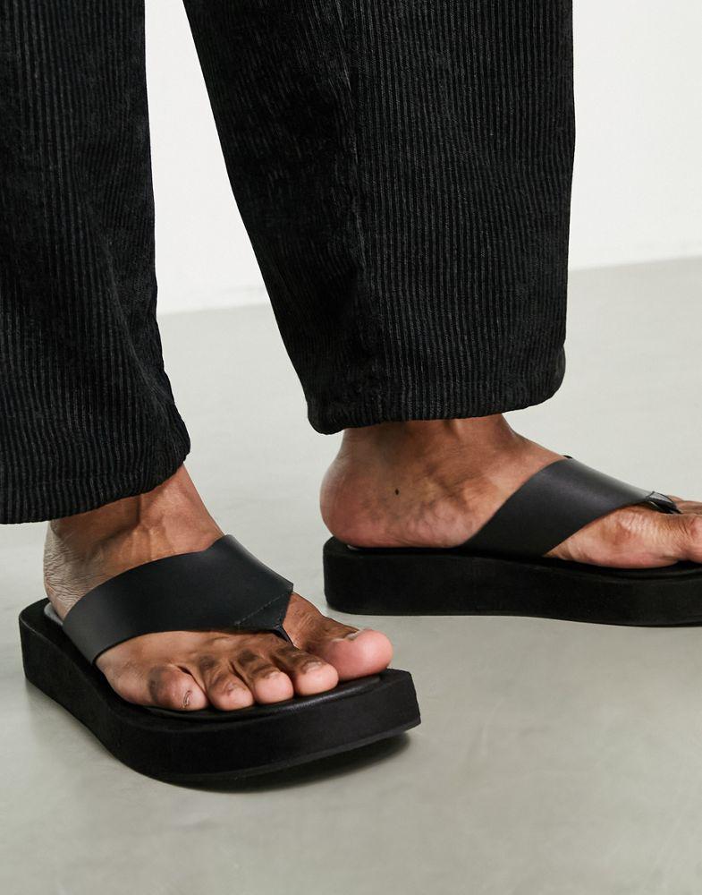 ASOS DESIGN flip flop on angular wedge sole in black商品第3张图片规格展示