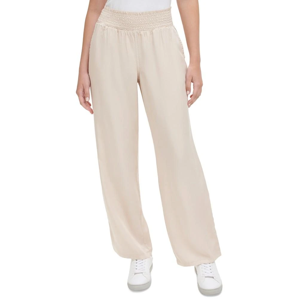 商品Calvin Klein|Women's Smocked-Waist Straight-Leg Pants,价格¥107,第1张图片