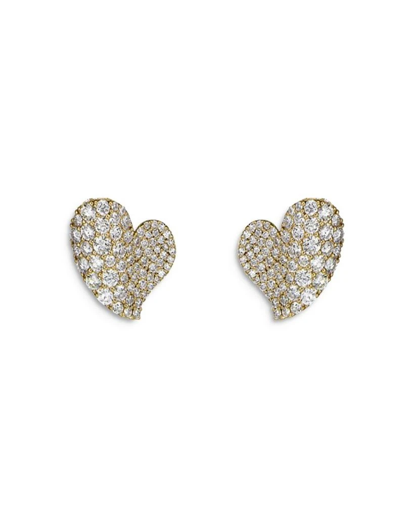 商品Piranesi|18K Yellow Gold Wave Heart Diamond Pavé Stud Earrings,价格¥58680,第1张图片