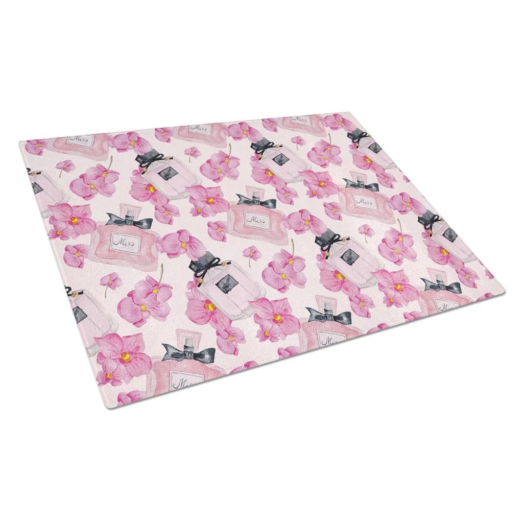 商品Carolines Treasures|BB7510LCB Watercolor Pink Flowers & Perfume Glass Cutting Board, Large,价格¥279,第1张图片