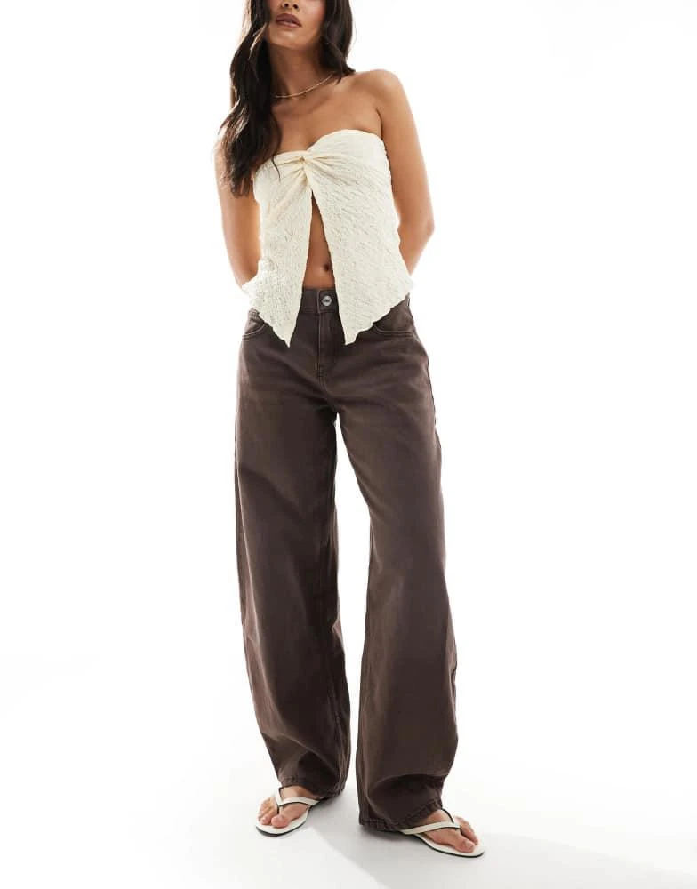 商品Bershka|Bershka ballon wide leg jeans in washed brown,价格¥314,第1张图片