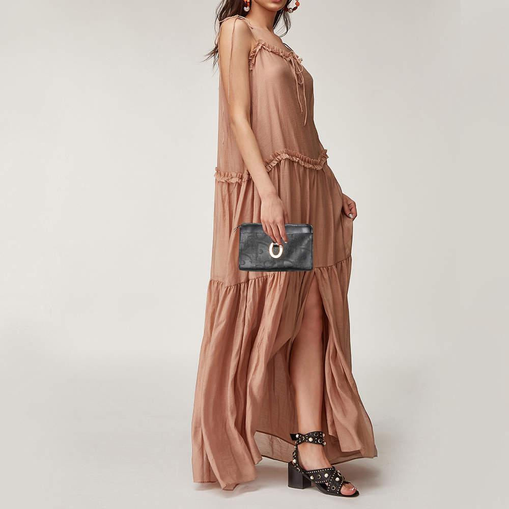 商品[二手商品] Dior|Dior Black Oblique Coated Canvas And Leather Clutch,价格¥3138,第4张图片详细描述
