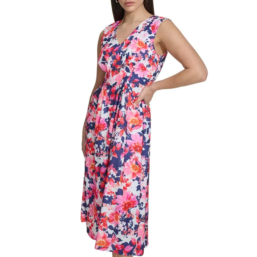 商品Kensie|Women's Floral-Print V-Neck A-Line Dress,价格¥599,第4张图片详细描述