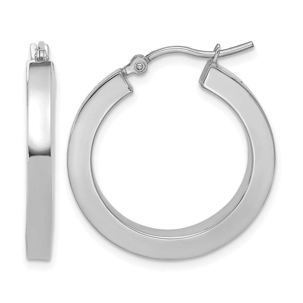 14k Gold 3mm Square Shape Tube Hoop Earrings 商品