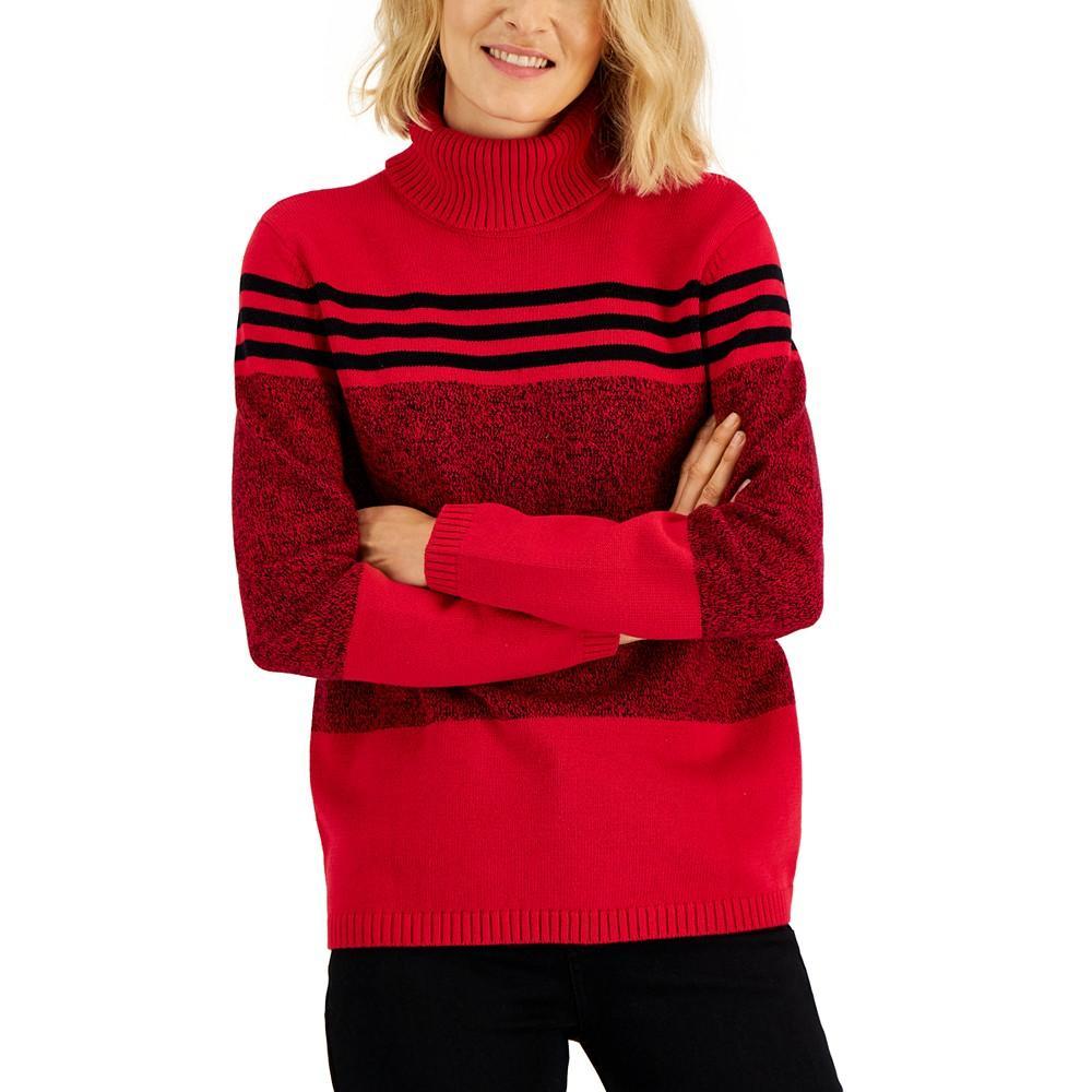 商品Karen Scott|Petite Kenton Striped Turtleneck Sweater, Created for Macy's,价格¥95,第3张图片详细描述