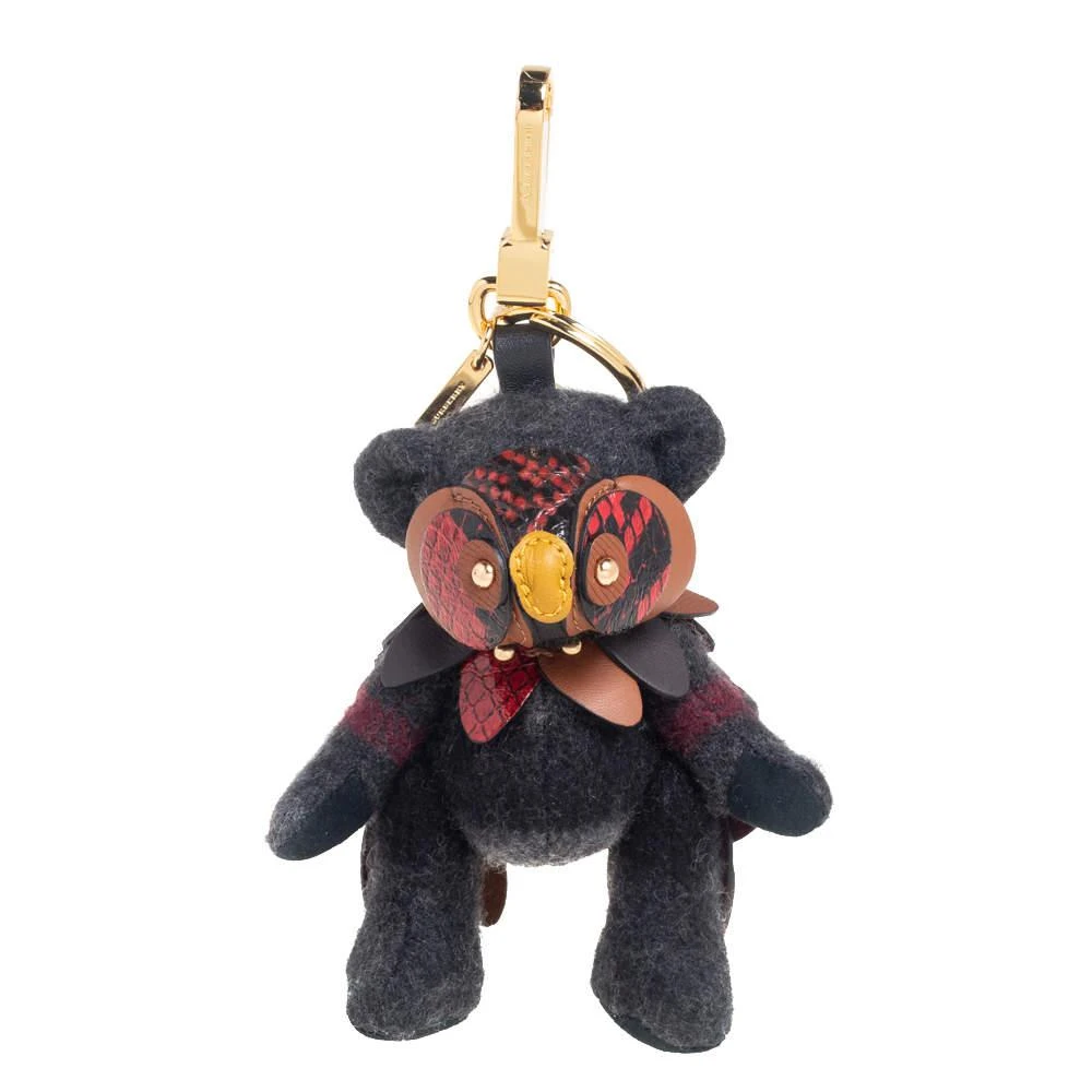 商品[二手商品] Burberry|Burberry Thomas Bear Black Cashmere Leather Trim Bag Charm,价格¥813,第1张图片