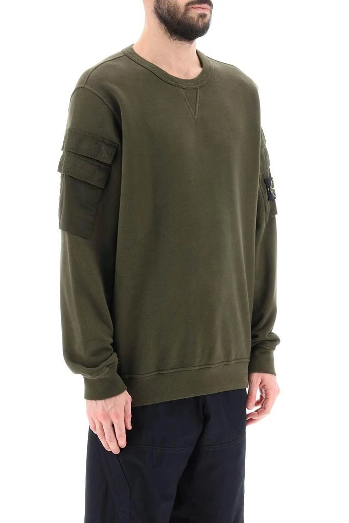 商品Stone Island|Crewneck sweatshirt with sleeve pockets,价格¥1344,第3张图片详细描述