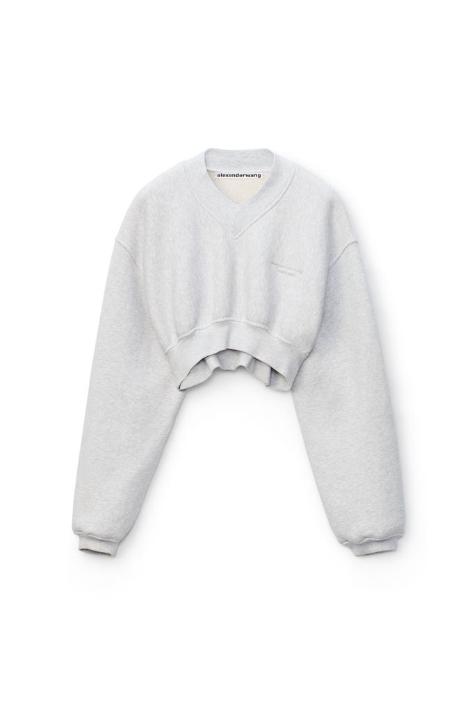 V-NECK CROPPED PULLOVER IN CLASSIC TERRY商品第1张图片规格展示