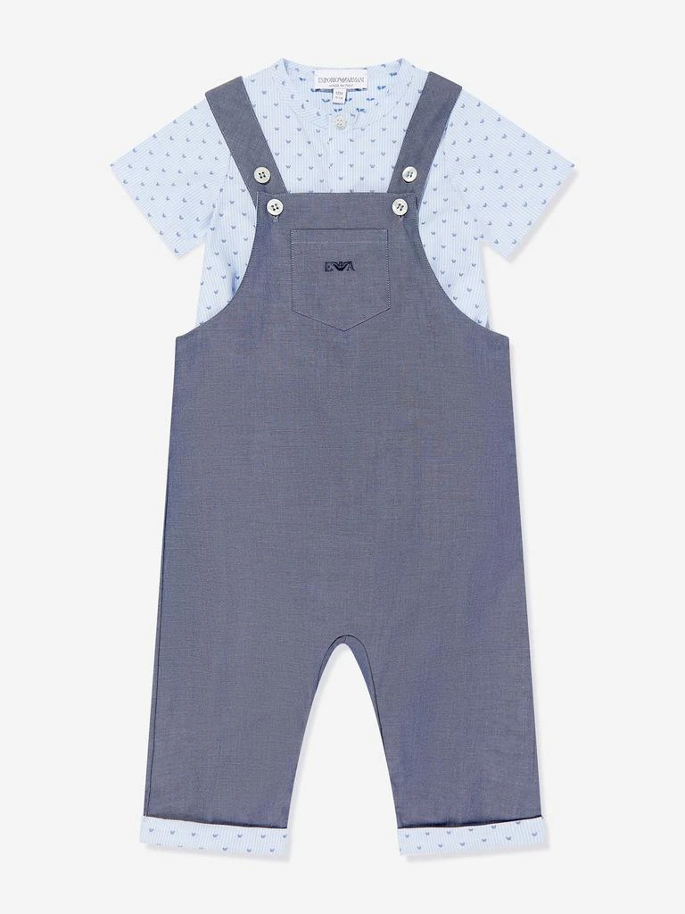 商品Emporio Armani|Emporio Armani Baby Boys Dungarees Romper in Blue,价格¥1521,第1张图片