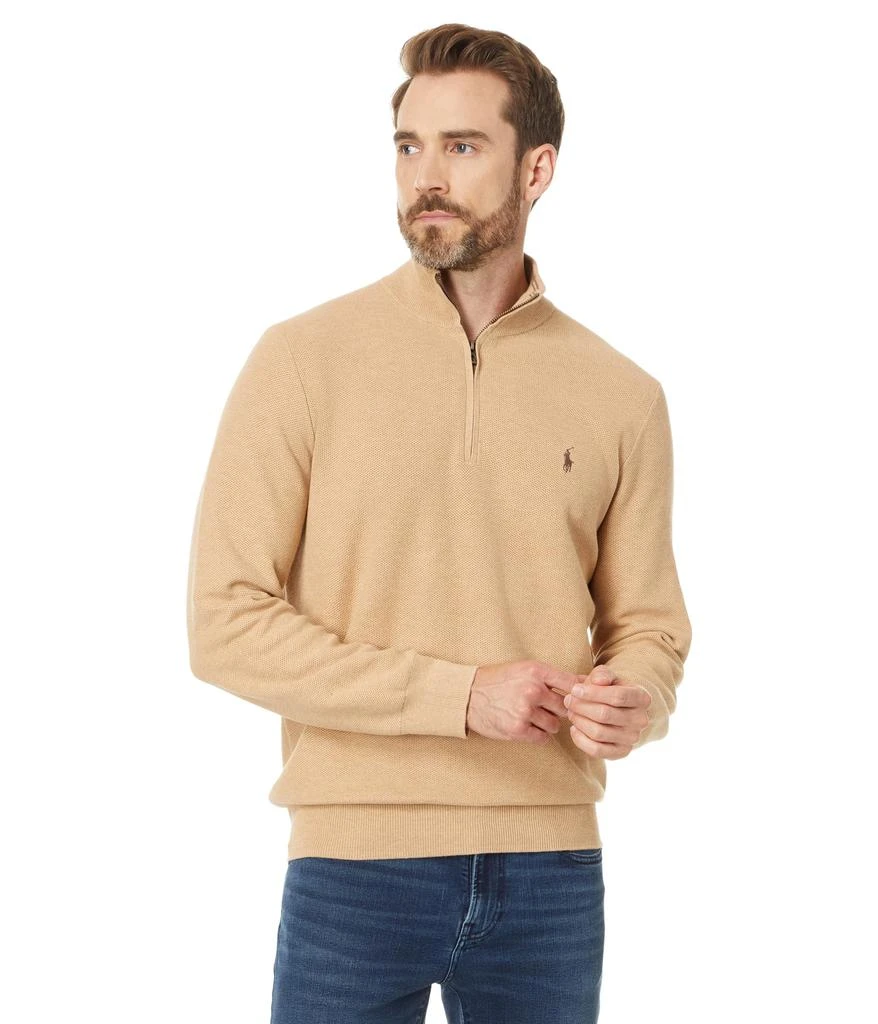 商品Ralph Lauren|Mesh-Knit Cotton 1/4 Zip Sweater,价格¥1048,第1张图片