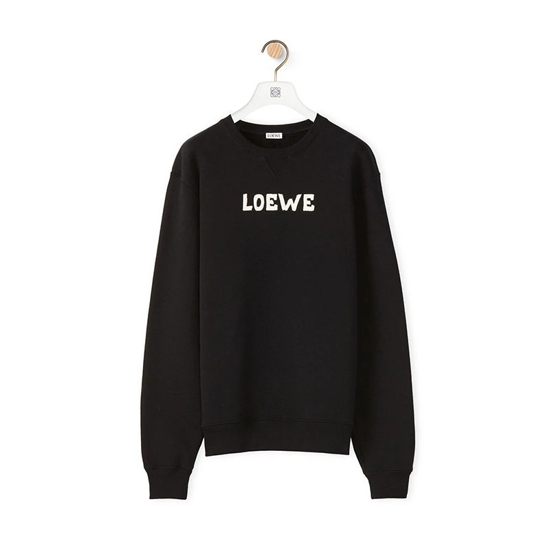商品Loewe|【预售3-7天】LOEWE/罗意威 22年早春新款 男士黑色棉质抓绒Logo刺绣卫衣H526Y24J18-1100,价格¥4315,第4张图片详细描述